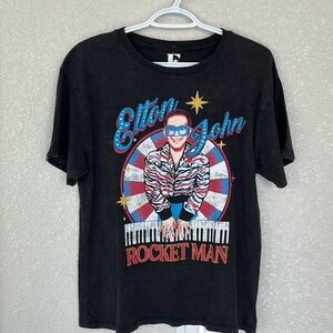 COPY - Elton John Rocket Man Graphic Tee Womens Size Small 100% Cotton Short Sl…